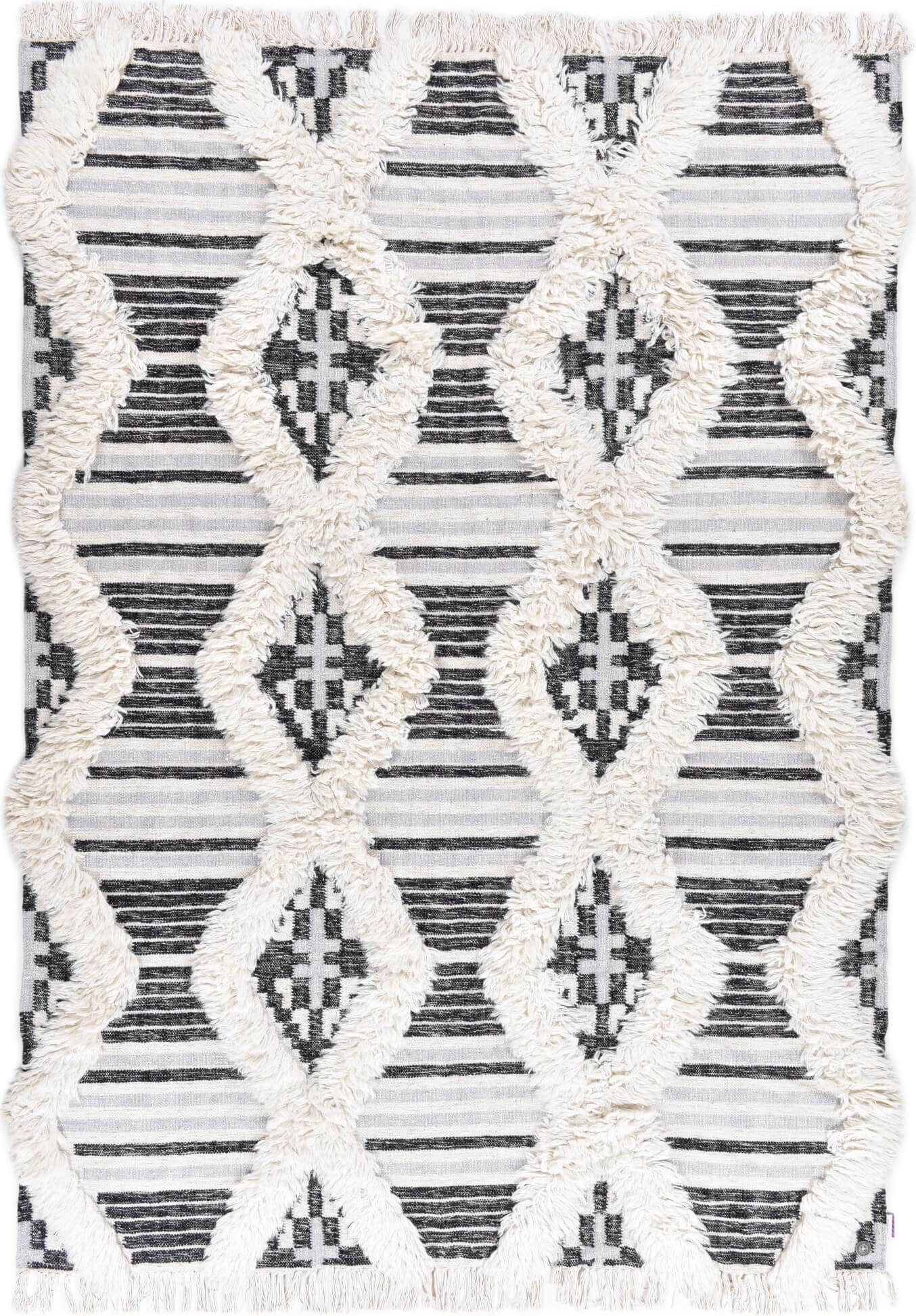 Vintage Cozy Kelim 615 black / white – Bild 1